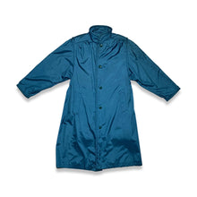 Load image into Gallery viewer, Vintage Objectives blue nylon snap trench style double layered removable inner layer jacket.  Measured Flat   Chest - 36&quot;  Sleeve - 22 1/2&quot;  Length - 45&quot; 