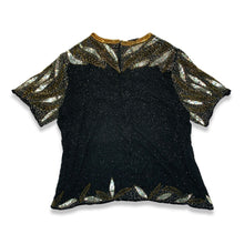 Load image into Gallery viewer, Get ready to shine with this Vintage Jennifer Joseph Lebon top that doubles as an oversized dress! The sequins and beads add a touch of glam, and it measures at a comfortable chest size of 46 inches with 11 1/2 inch sleeves and a 29 inch length.