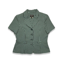 Load image into Gallery viewer, Vintage Sweet Suit Hounds Tooth button up top.   Measured Flat   Chest - 31&quot;  Length - 23&quot;   