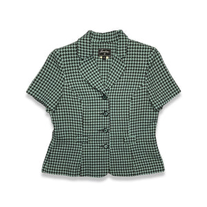 Vintage Sweet Suit Hounds Tooth button up top.   Measured Flat   Chest - 31"  Length - 23"   