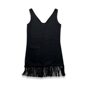 Vintage Black Cocktail fringe dress. Measured Flat Chest - 30" Waist - 30" Hips - 31" Length - 32"