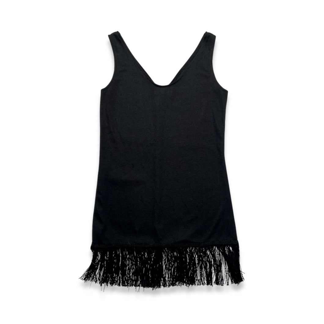 Vintage Black Cocktail fringe dress. Measured Flat Chest - 30