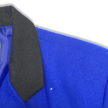 Load image into Gallery viewer, Get ready to rock your vintage style with this royal blue blazer from Kasper for A.S.L! Measured flat with a 39&quot; chest, 24&quot; sleeves, and a 27&quot; length, it&#39;s the perfect way to add a touch of retro class to any outfit. Plus, with an irregularity near the...