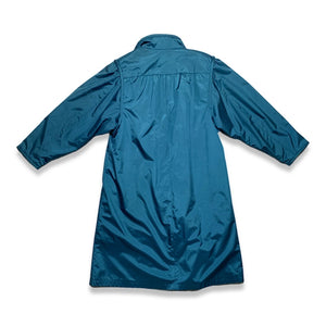 Vintage Objectives blue nylon snap trench style double layered removable inner layer jacket.  Measured Flat   Chest - 36"  Sleeve - 22 1/2"  Length - 45" 
